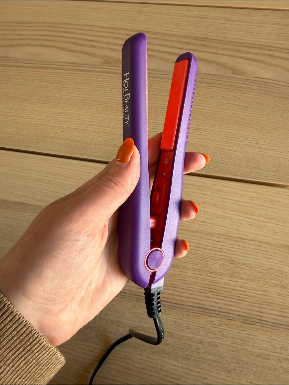 Purple Mini Hair Straightener with Red Plates